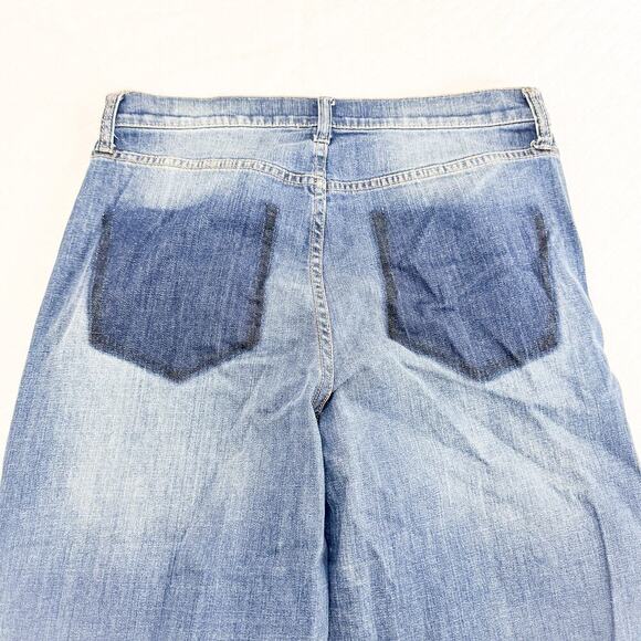 Ella Moss Cropped Wide Leg Faux Back Pocket Denim Jeans Size 28 - Picture 5 of 10